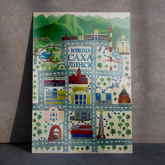 Задача: разработать плакат-карту города с основными достопримечательностями, а также несколько сувениров в дополнение к карте: сумки-шоперы, футболки, толстовки, наклейки.